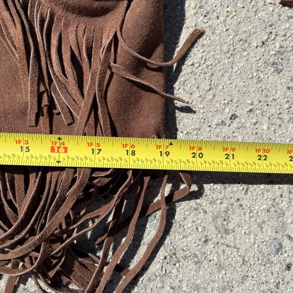 Vintage Brown Suede Fringe Western Jacket Womens Medium Planiformatic 70s Boho - Picture 3 of 9